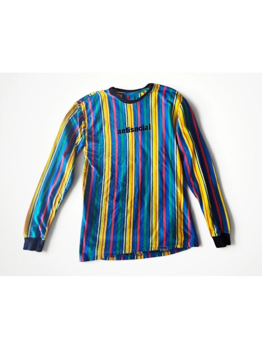 Vox Populi "Antisocial" Multicolor Striped Long Sleeve Tee Medium